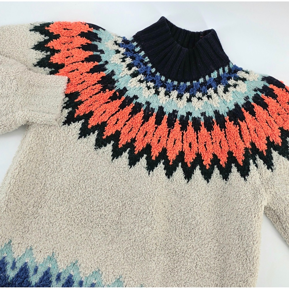 Anthropologie Pilcro Boho Fair Isle Sweater Size XS Womens Boucle Knit Pullover